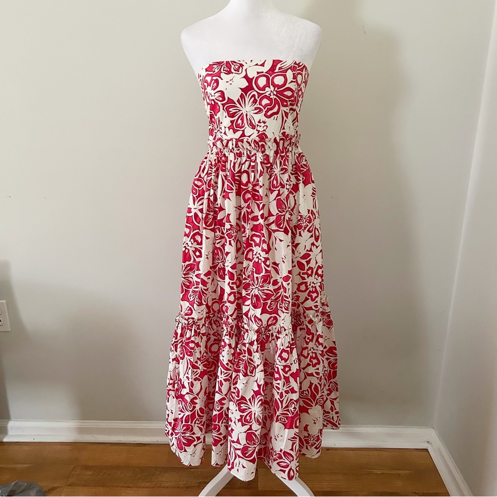 Cara Cara Red and White Floral Midi Dress